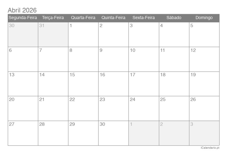 Calendario Abril 2026 6035 | PDF