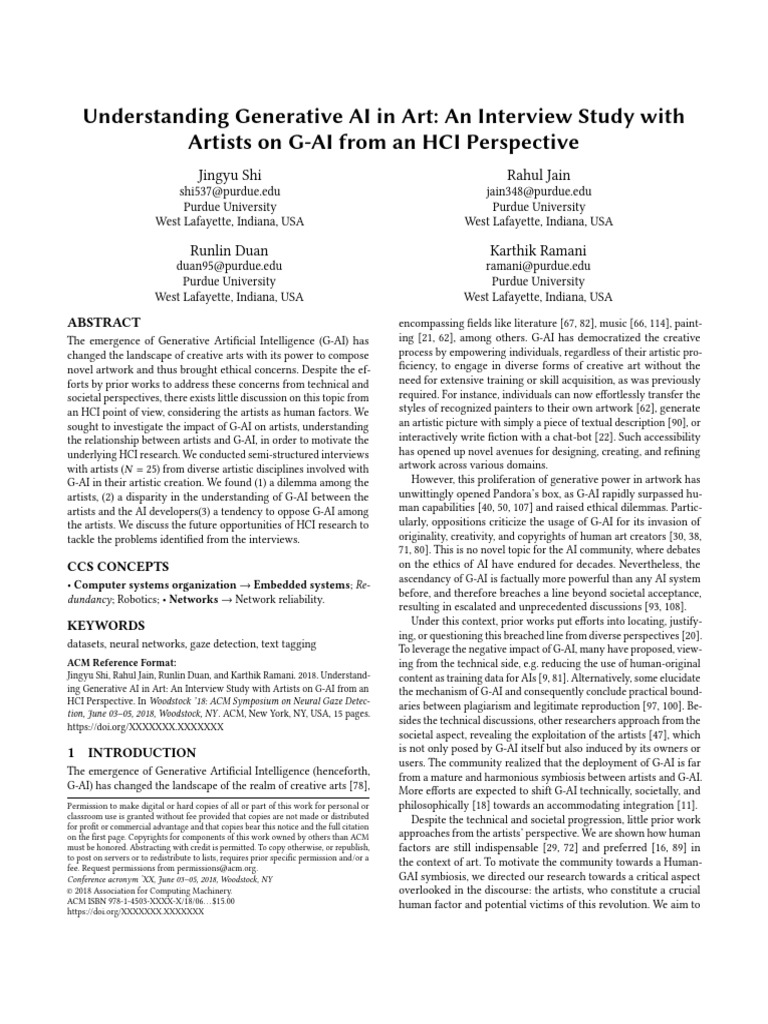 Understanding Generative AI in Art An Interview Study With Artists ...