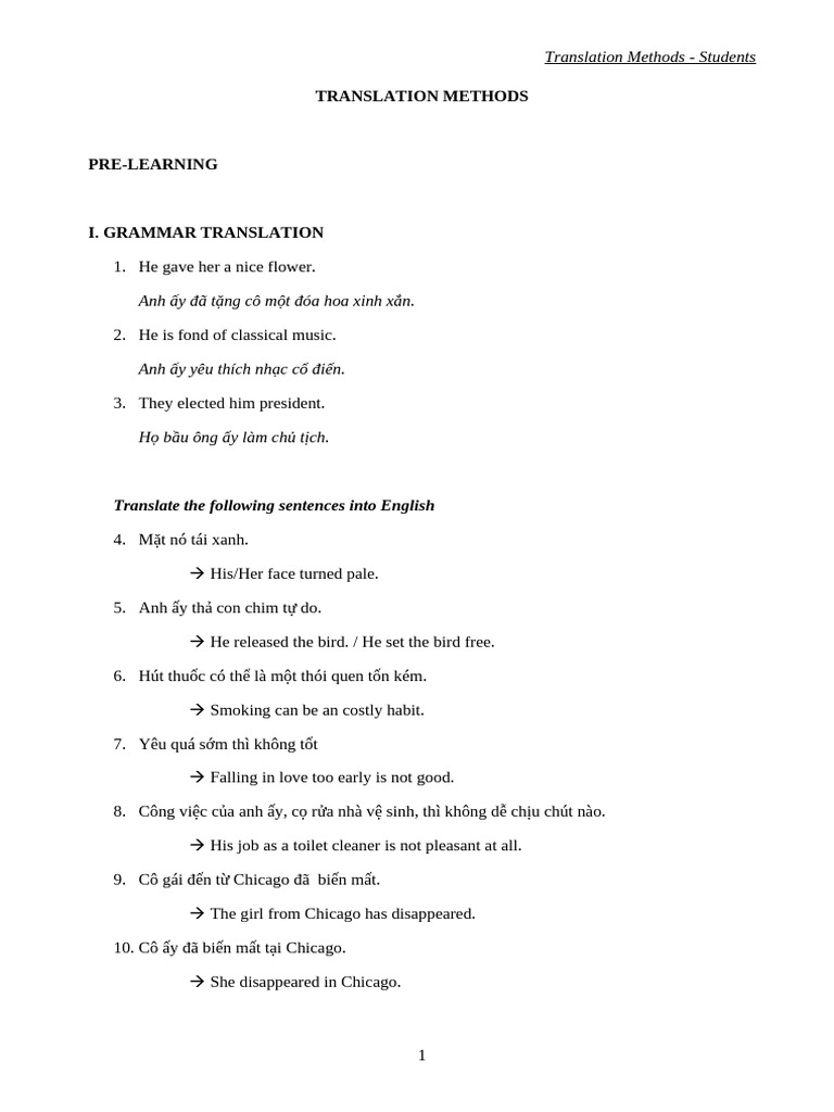 1 Translation Methods - Students | PDF