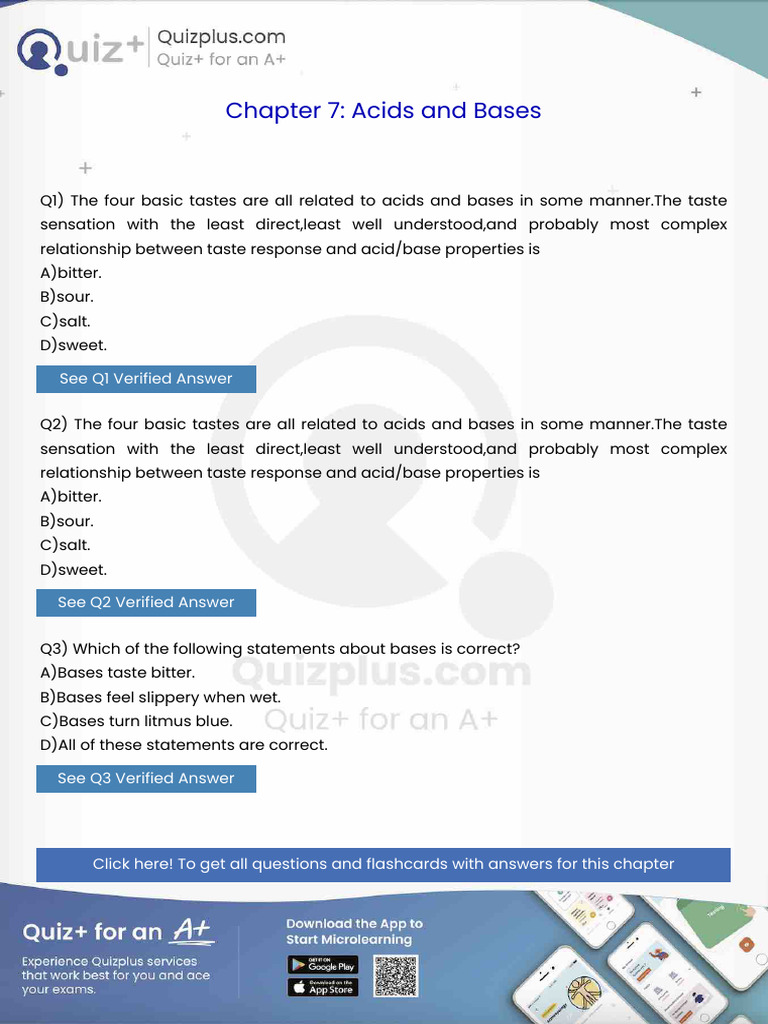 The Four Basic Tastes Are All Related To Acids and Bases in Some ...