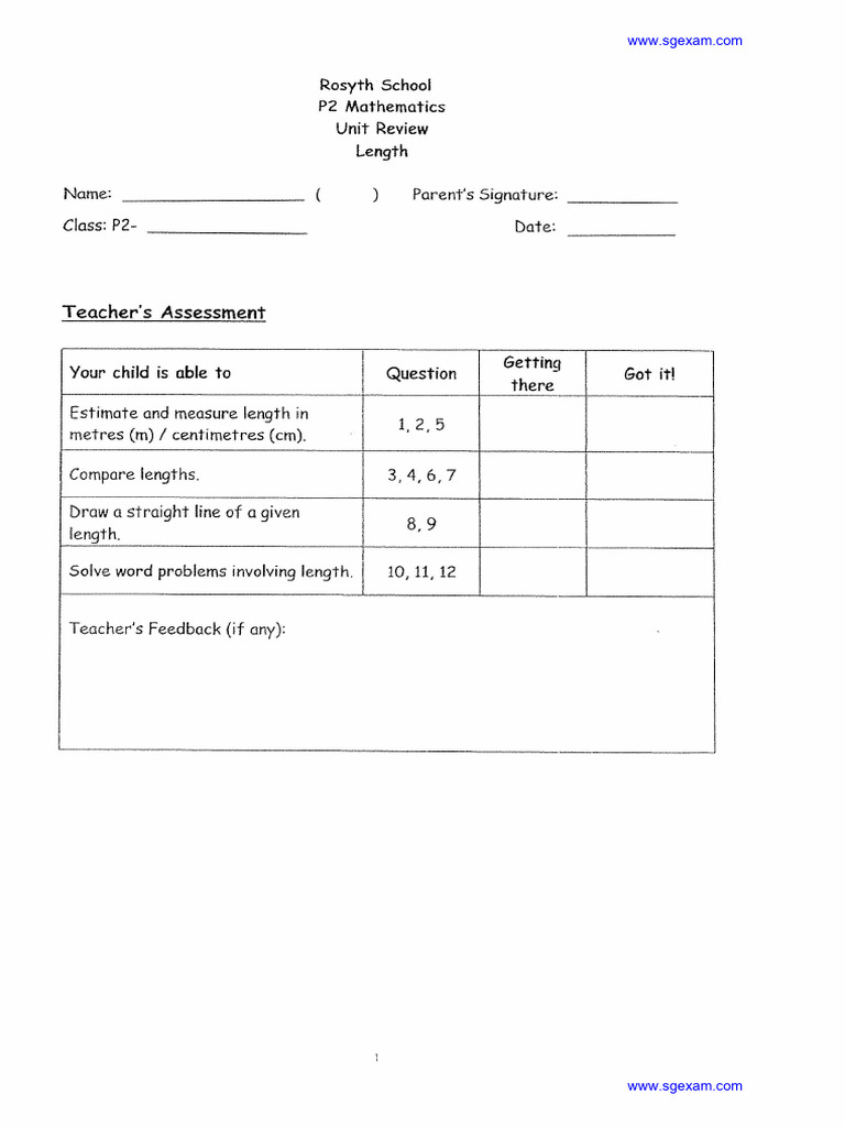 2019 P2 Math Topical Review Rosyth | PDF
