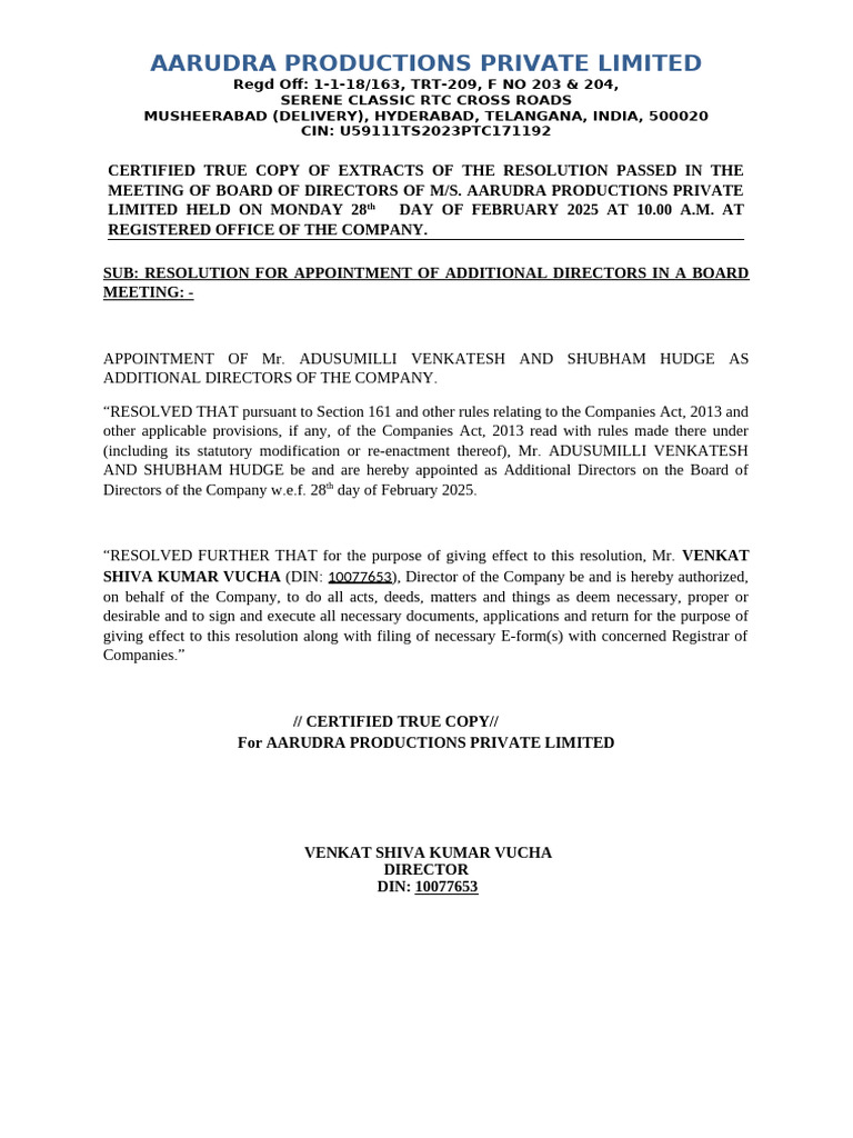 BR Appointment of New Director | PDF