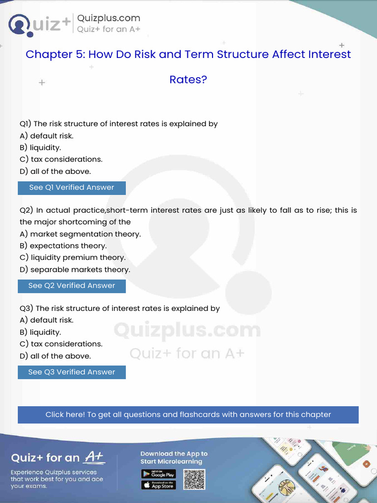 The Risk Structure of Interest Rates Is Explained by | PDF | Interest ...