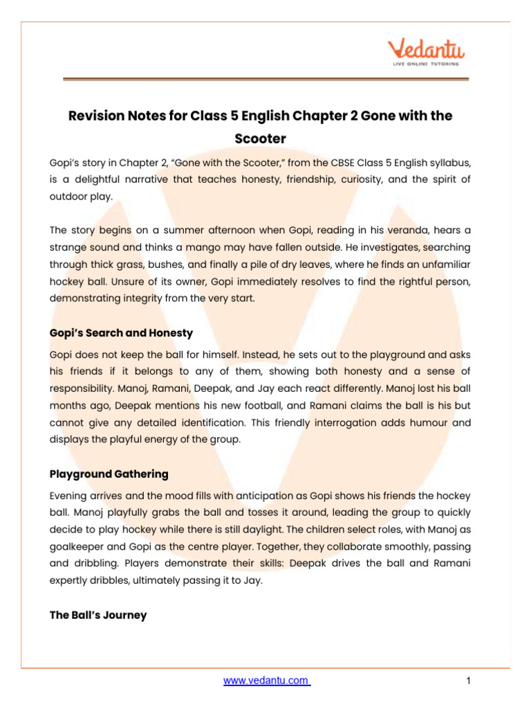 CBSE Notes Class 5 English Chapter 2 - Free PDF | PDF
