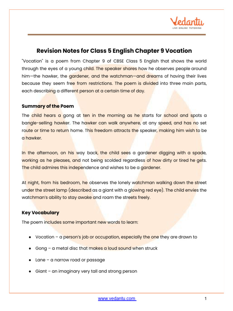 CBSE Notes Class 5 English Chapter 9 - Free PDF | PDF