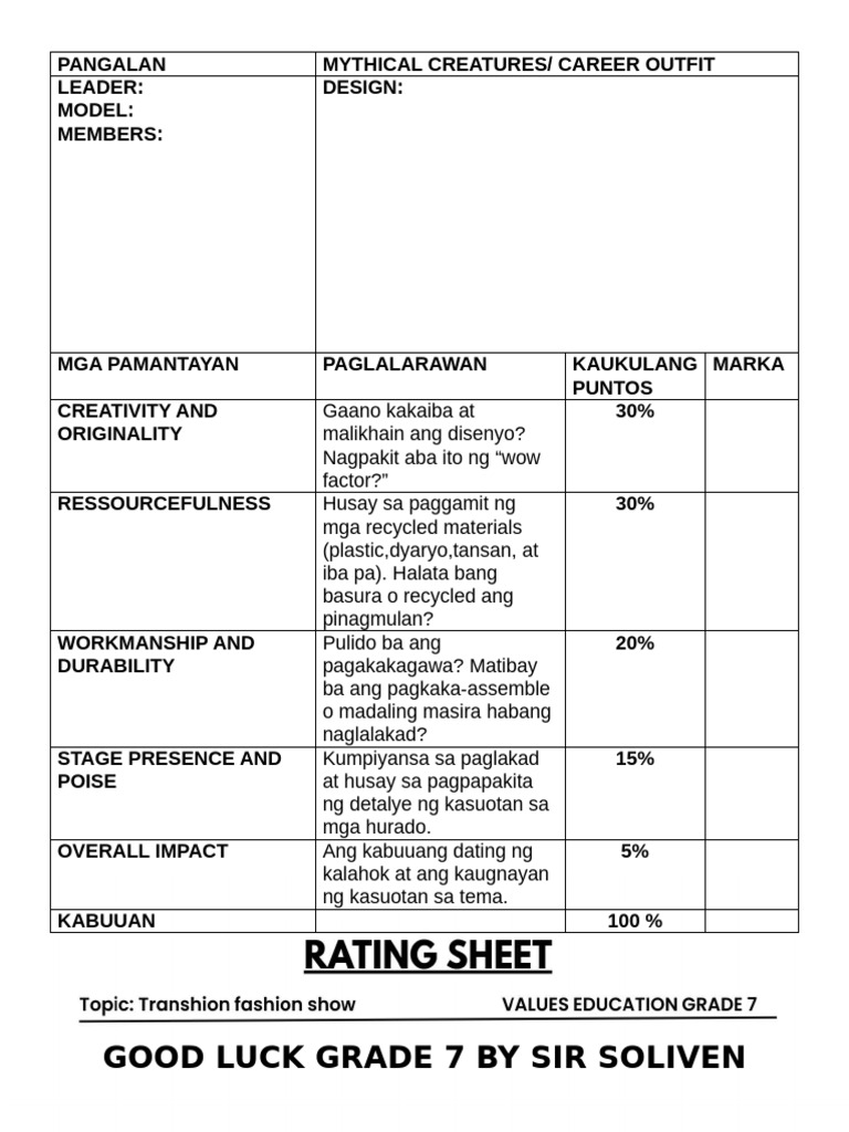 Scoring Sheet | PDF