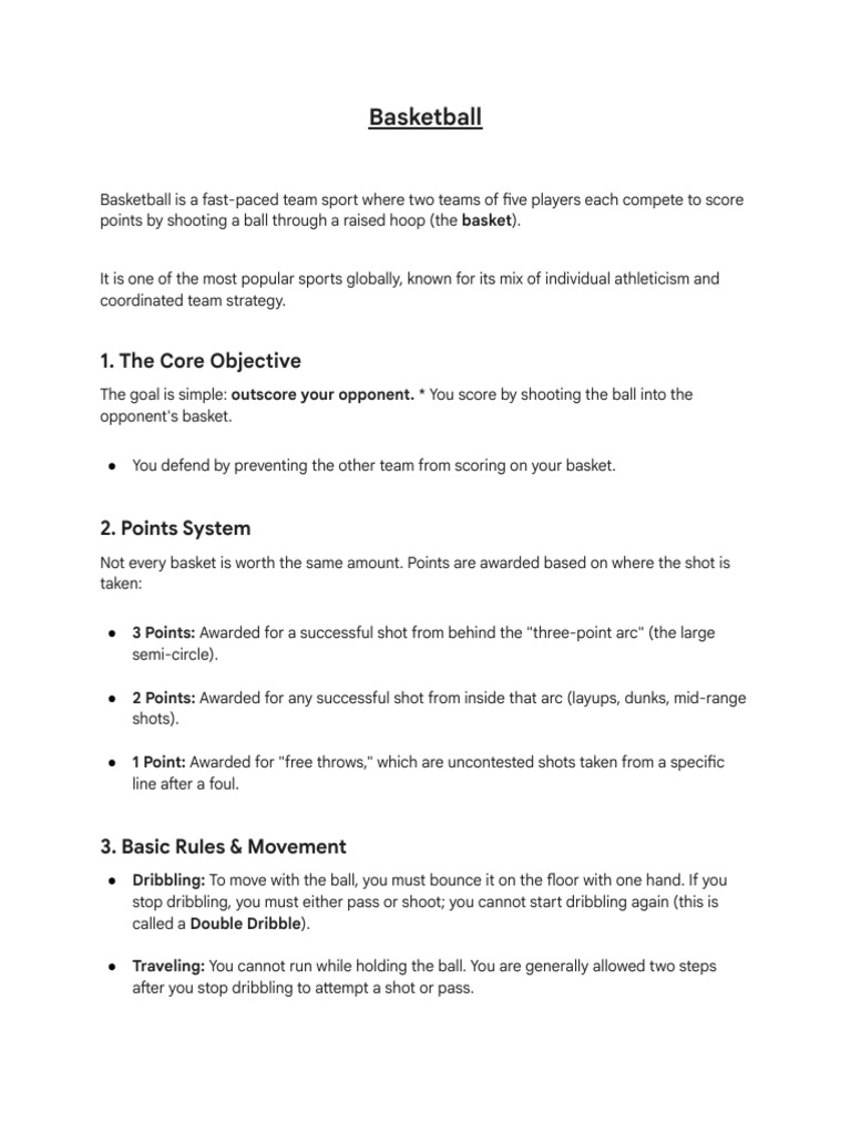 Basketball - Rules, Roles, and Origins | PDF