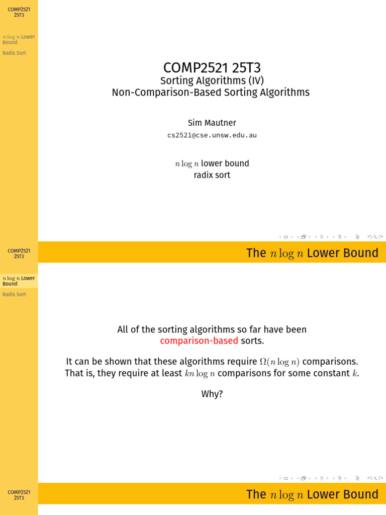 Week02lec02 Non Comparison Sorts | PDF | Time Complexity | Combinatorics