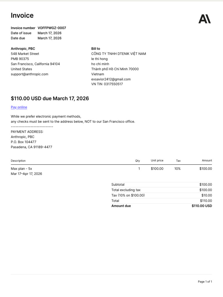 Invoice Voffpwgz 0007 | PDF