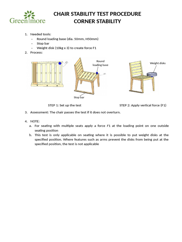Chair - Corner Stability Test - En581 | PDF