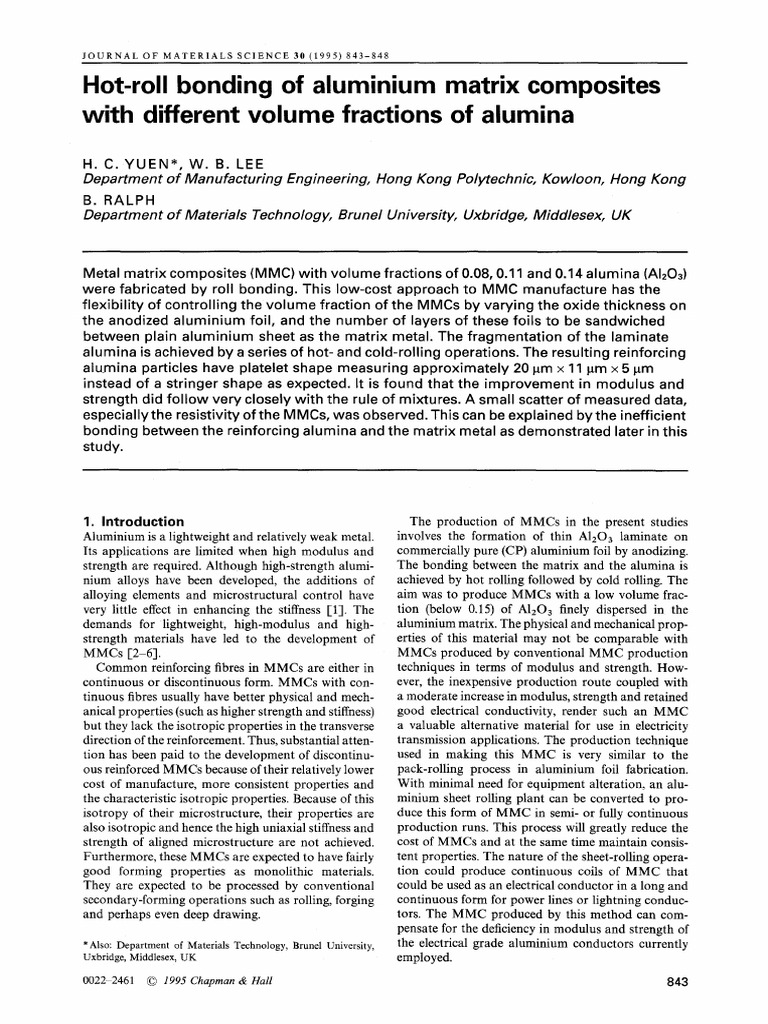 Hot-Roll Bonding of Aluminium Matrix Composites | PDF | Aluminium Oxide ...