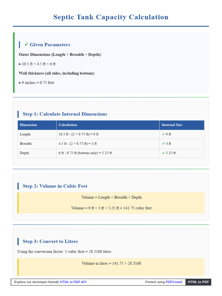 Septic Tank Calc | PDF