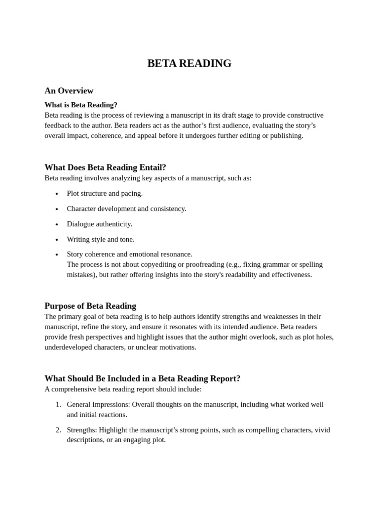 Beta Reading Notes (Herculeans Team) | PDF