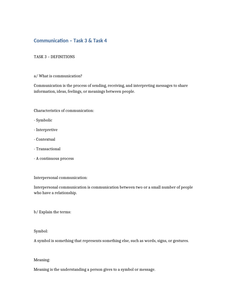 Communication Task 3 4 | PDF