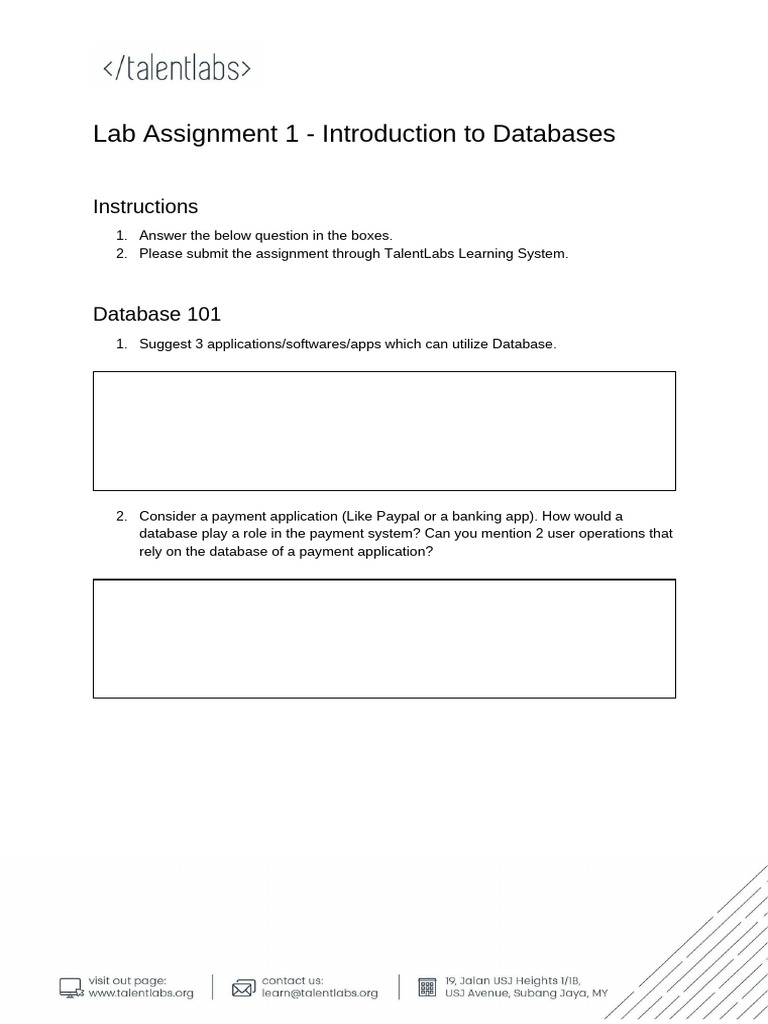 Lab Assignment 1 - Introduction To Databases | PDF