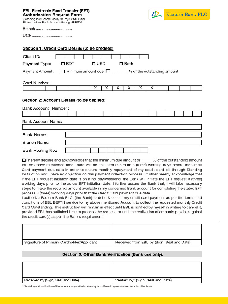 Form For Other Bank Account SI For Credit Card Payment | PDF | Banks ...