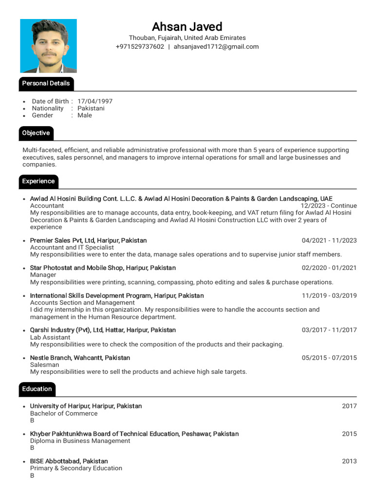 CV 2026012313554436 | PDF | Pakistan