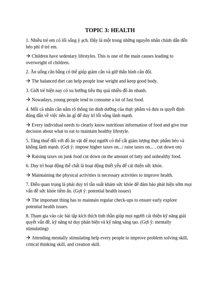 Topic 3 Health | PDF