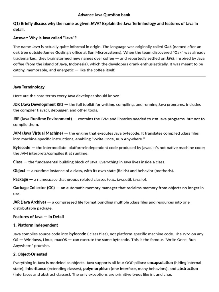Advance Java Question Bank | PDF