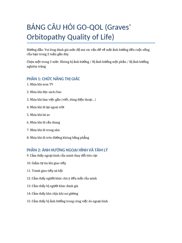 GO QOL Vietnamese | PDF