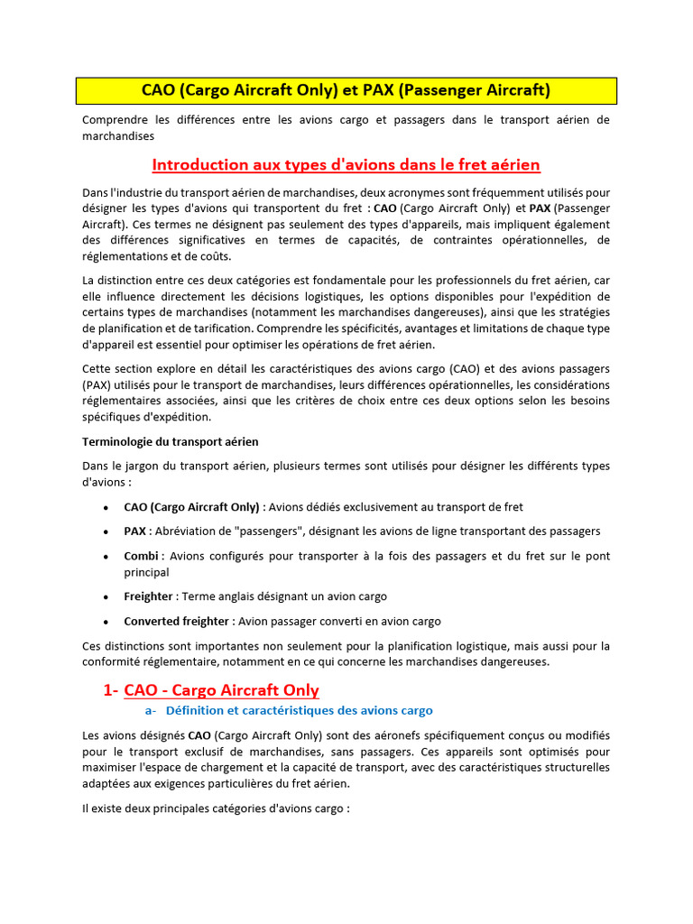 CAO Et PAX | PDF | Aviation | Transport
