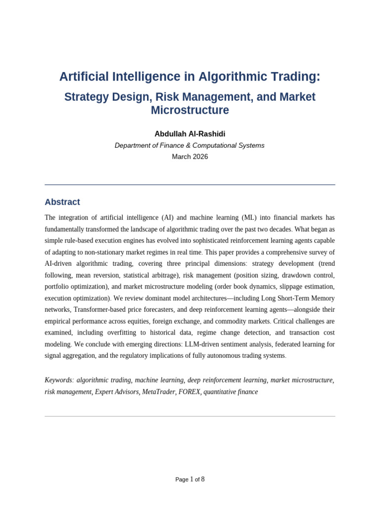 Intelligence in Algorithmic Trading: Strategy Design, Risk Management ...
