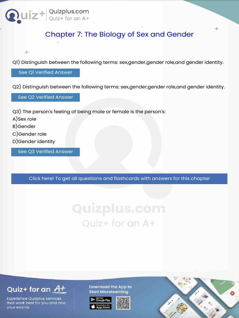 Distinguish Between The Following Terms Sexgendergender Roleand Gender ...