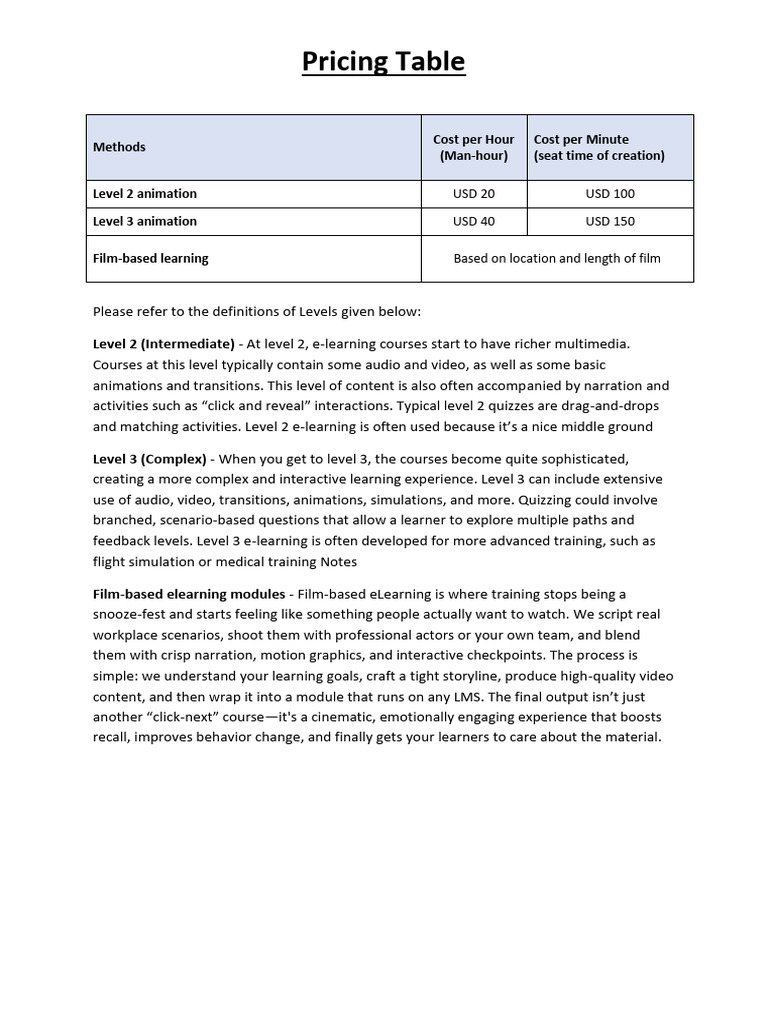 Pricing Table | PDF