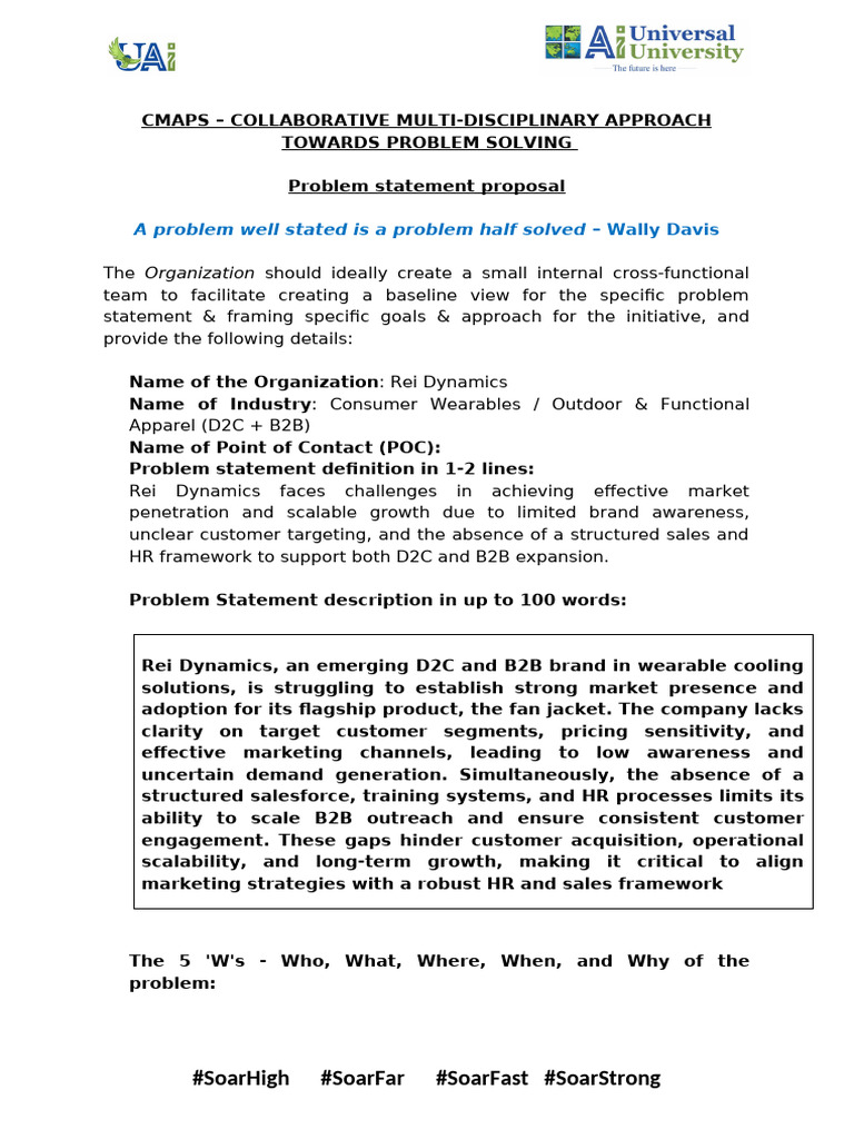 Rei Dynamics Problem Statement Template | PDF