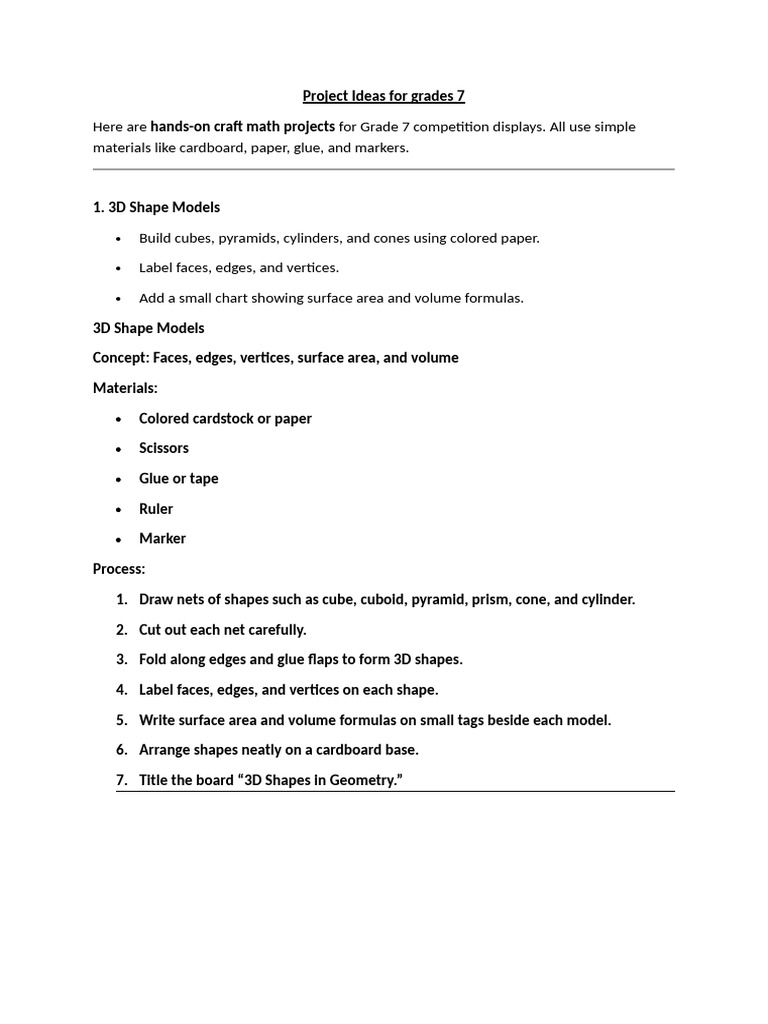 Proposed Project For Grade 7 | PDF | Shape | Area
