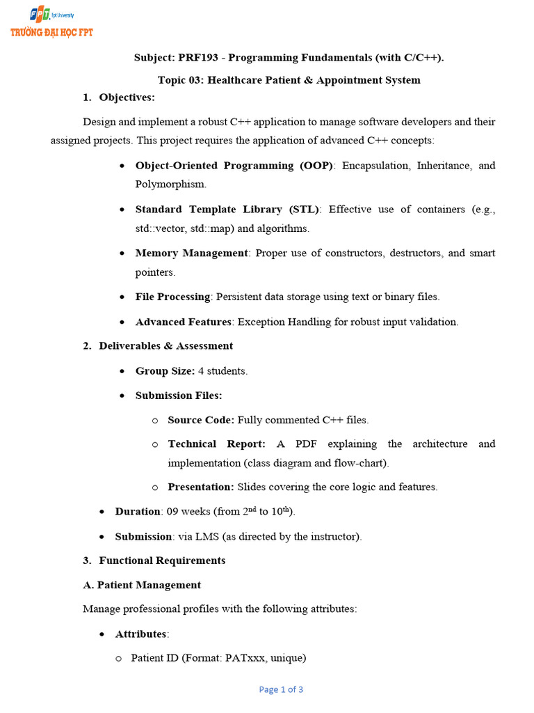 Project Assignment Final PRF193 SP26 Topic3 | PDF