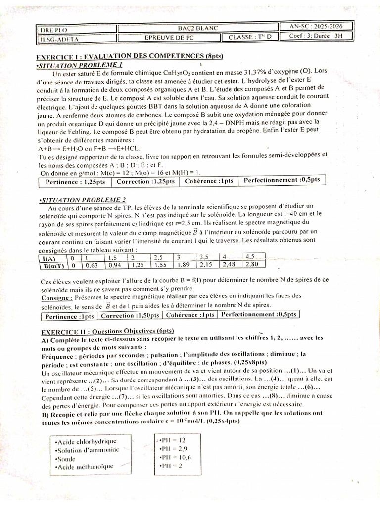PC Bac II Blanc Ludovic | PDF