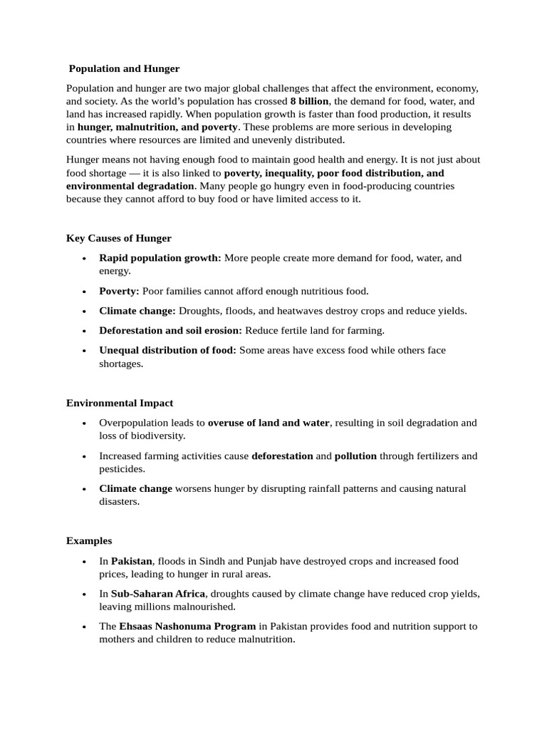 Population and Hunger | PDF | Agriculture | Food Security