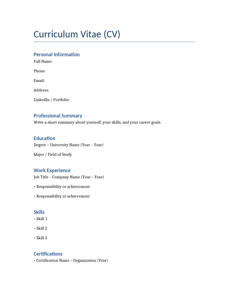 CV Template | PDF