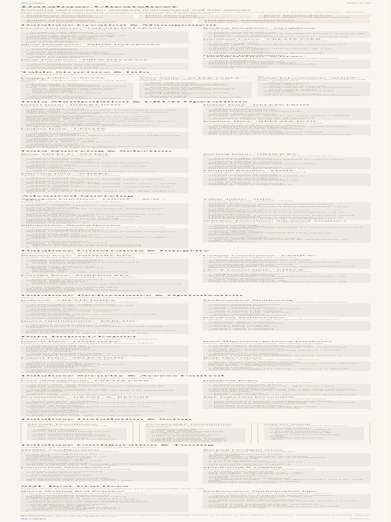 Database Cheatsheet | PDF | Database Index | Databases