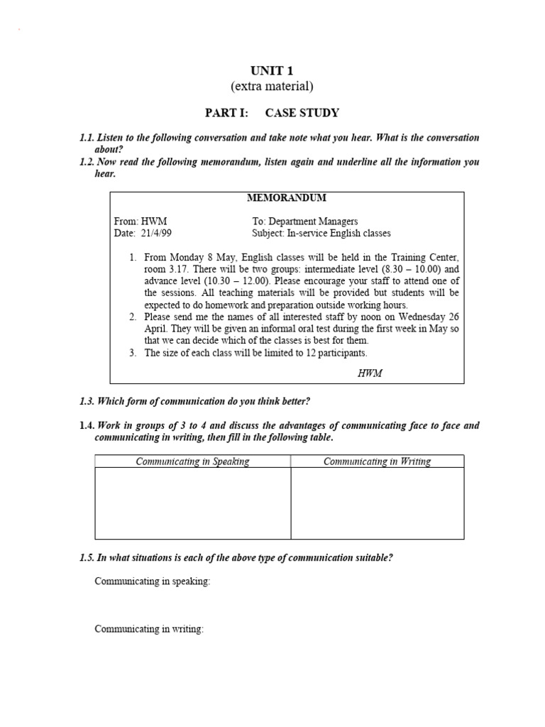 01 UNIT 1 - Class 1 | PDF
