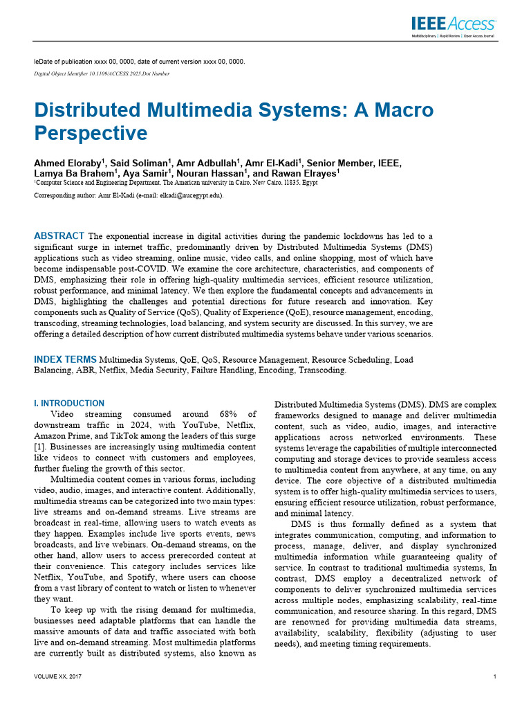 Distributed Multimedia Systems A Macro Perspective | PDF | Quality Of ...
