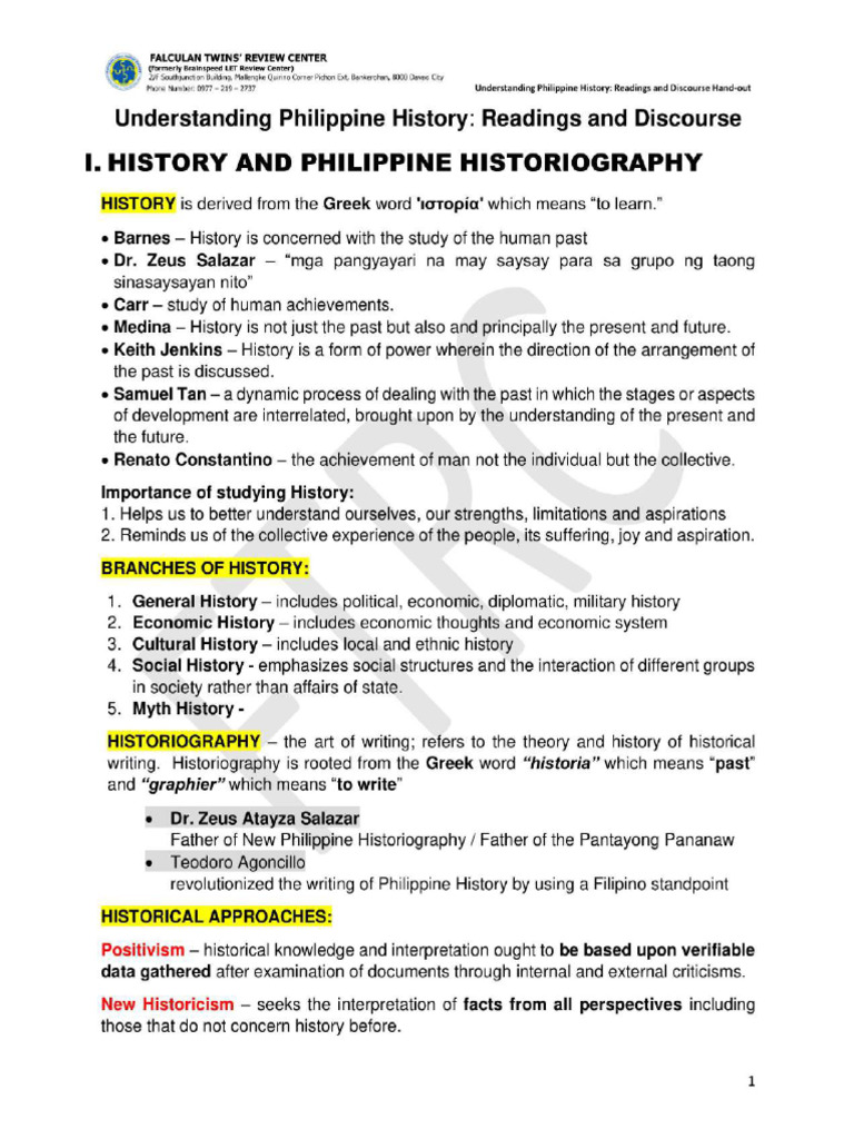 Understanding-PHILIPPINE-HISTORY Handout For Self Study | PDF