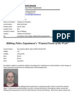 Hibbing Police Department's Wanted Person of The Week 8-1-12