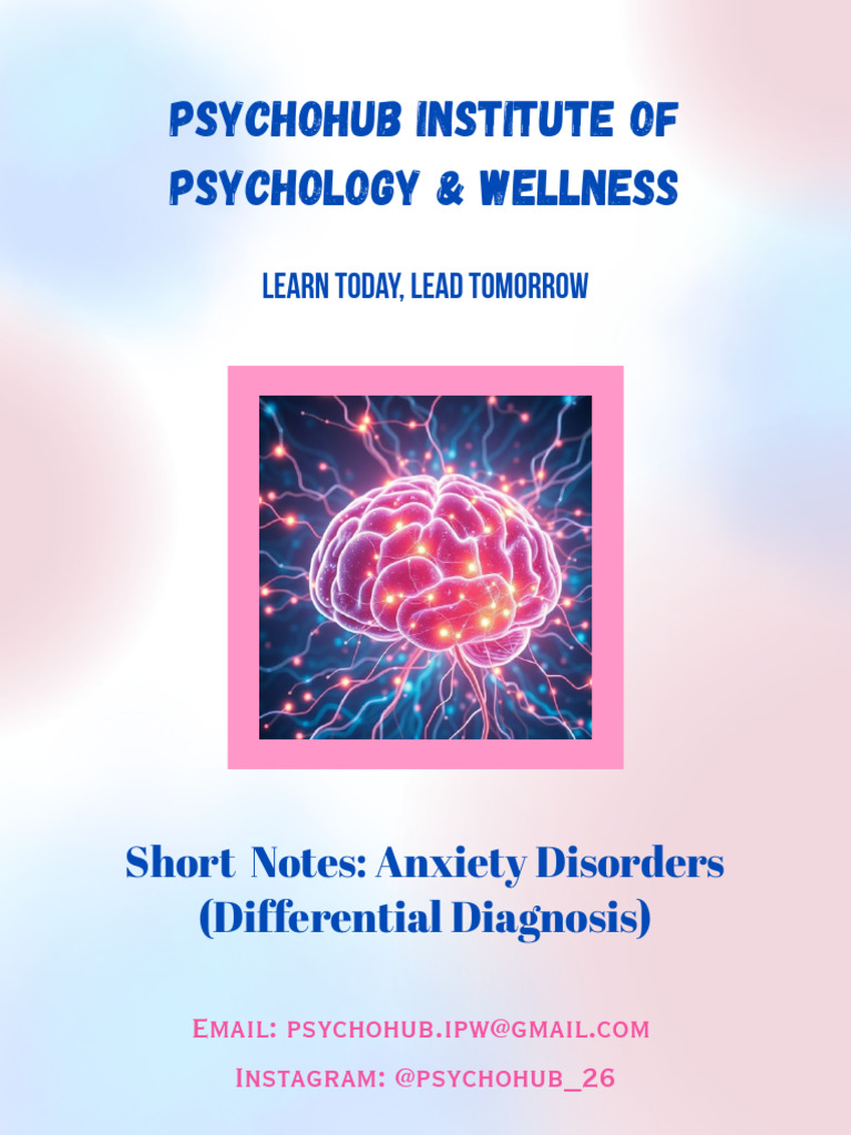 Anxiety Disorders Short Notes | PDF | Anxiety | Anxiety Disorder
