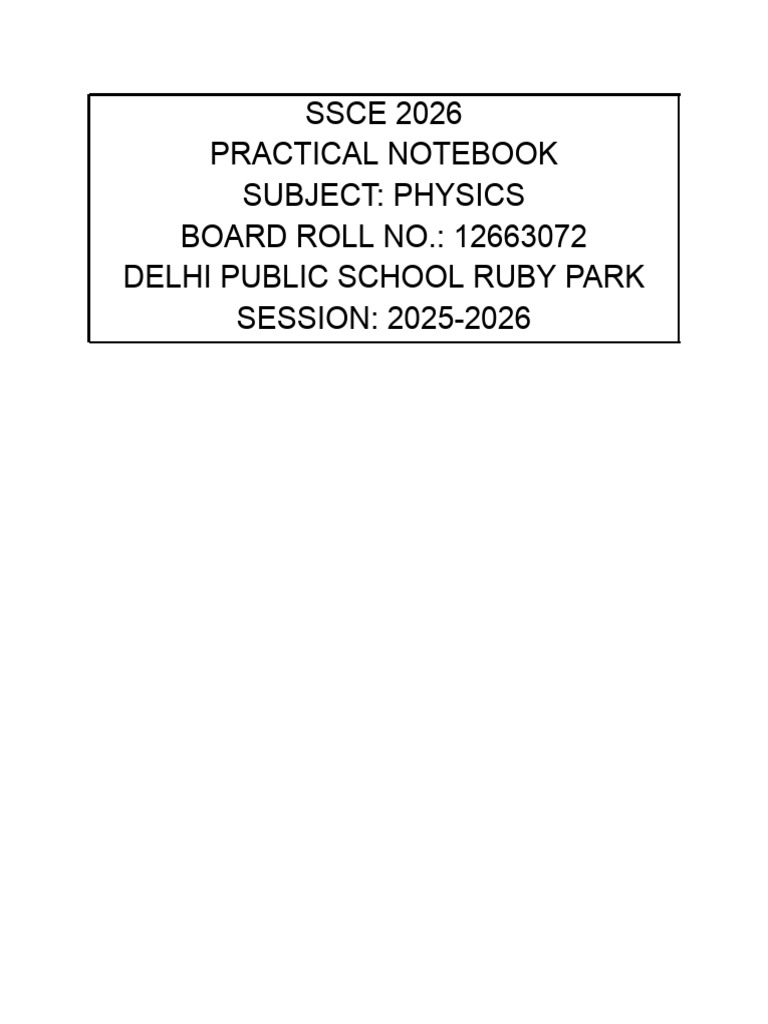 SSCE 2026 Physics Template | PDF