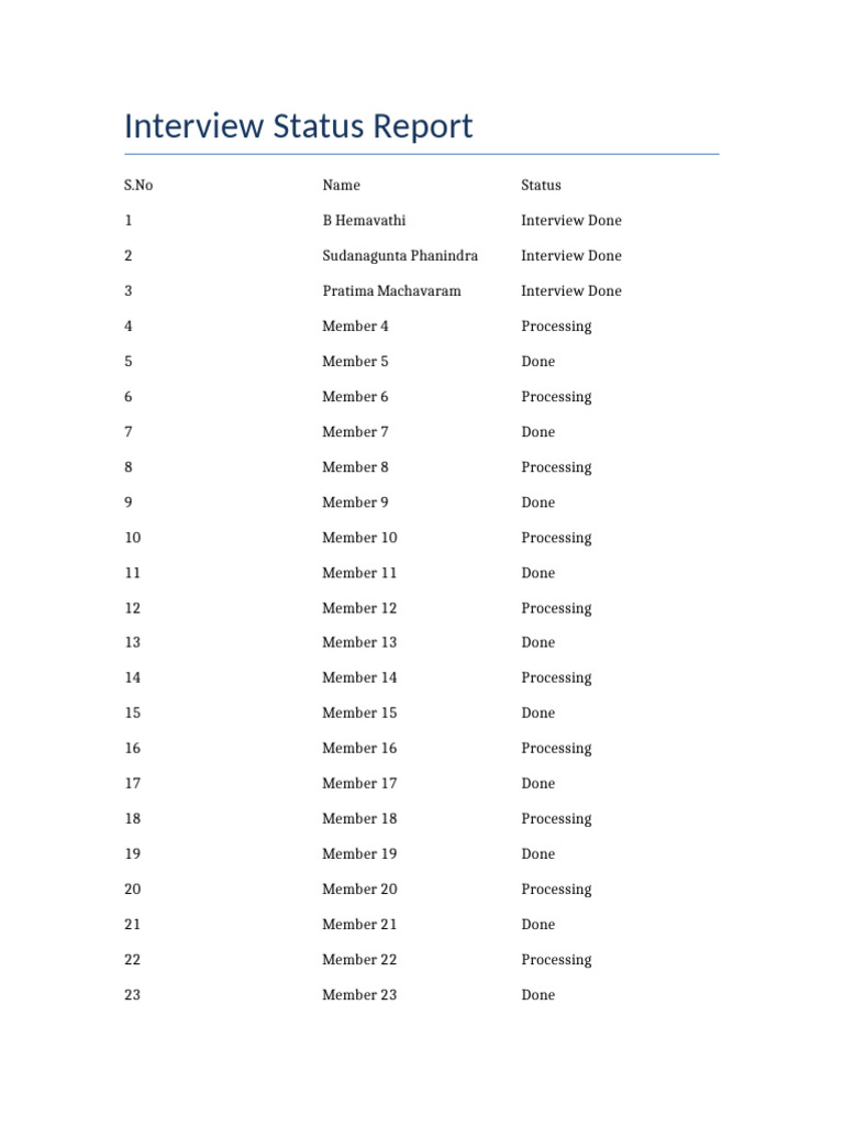 Interview Status Report | PDF
