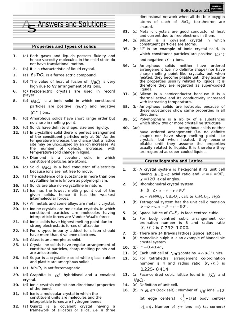 03-SOLID STATE-Solution-Final-E | PDF