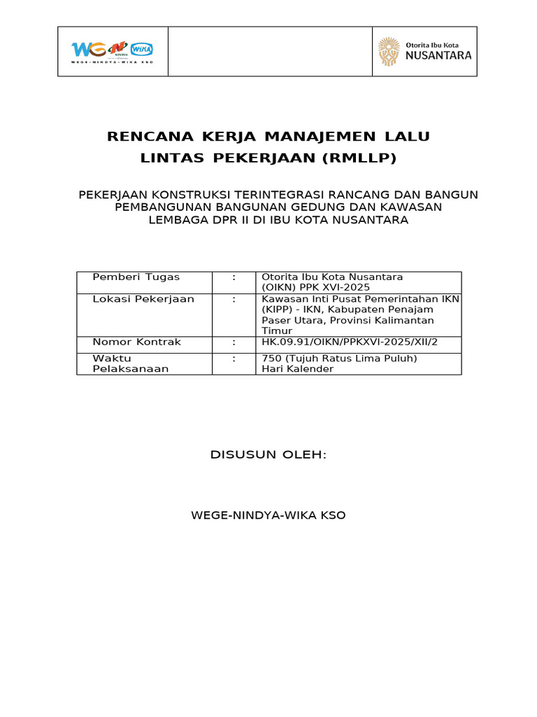 RMLLP - Dprii Ikn Wege-Nindya-Wika Kso - Rev.00 | PDF