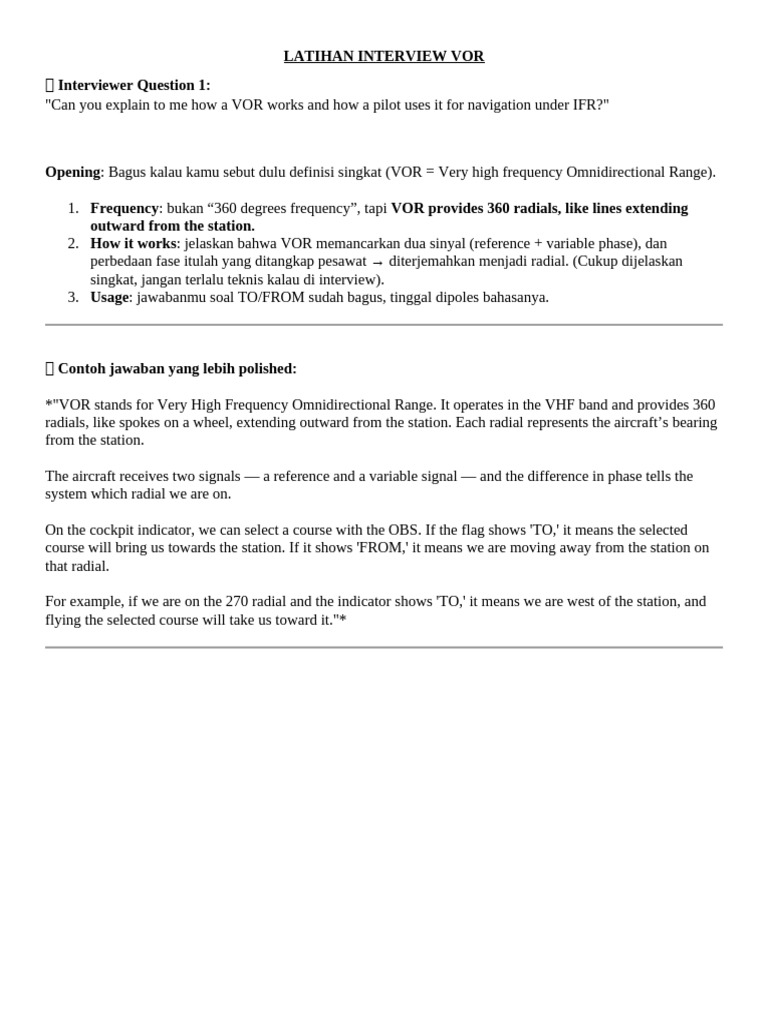 Latihan Interview Vor | PDF