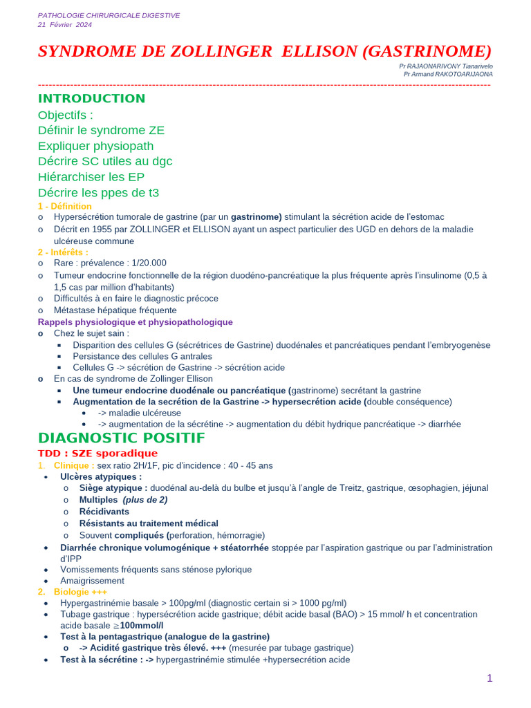 Syndrome de Zollinger Ellison | PDF