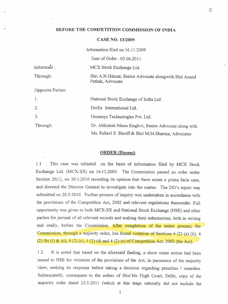 MCX Stock Exchage Case | PDF