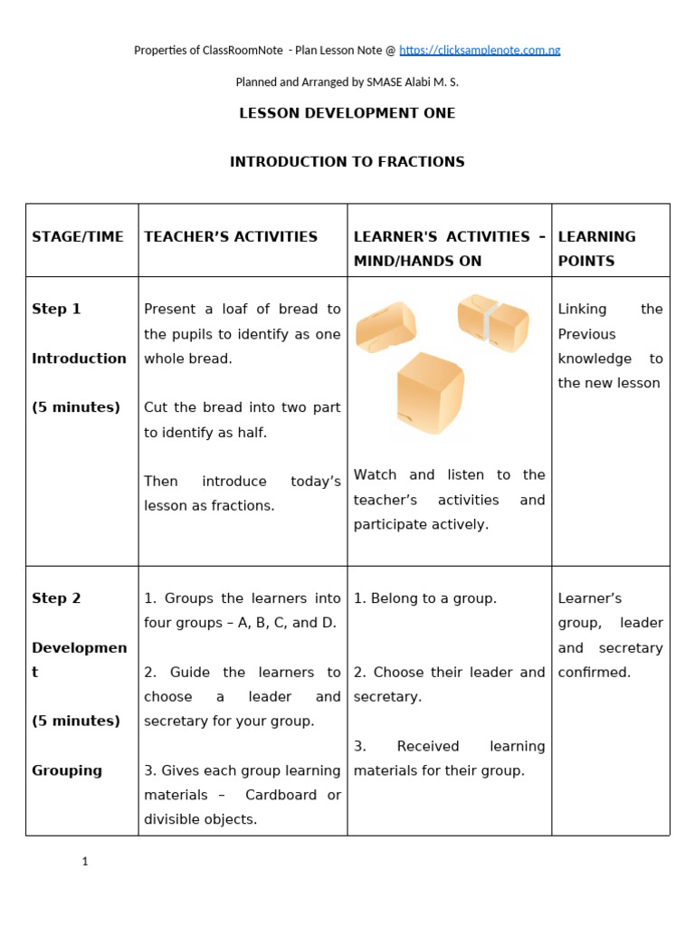 Introduction To Fractions 1 1 | PDF | Learning | Cognition