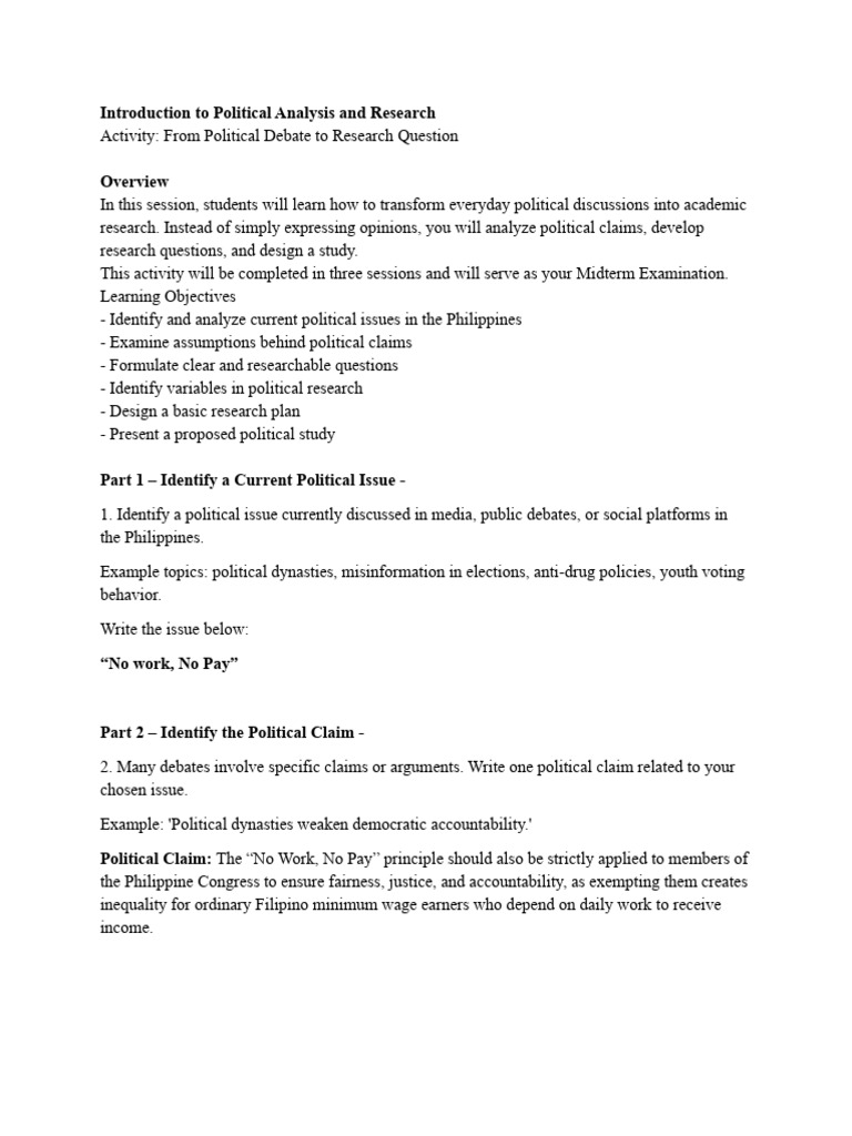 Introduction To Political Analysis and Research Draft 1 | PDF