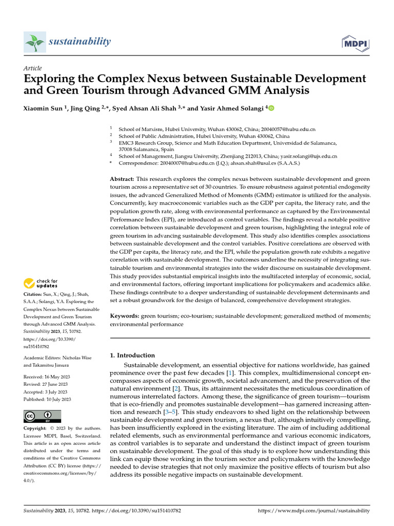 Exploring The Complex Nexus Between Sustainable Development and Green ...